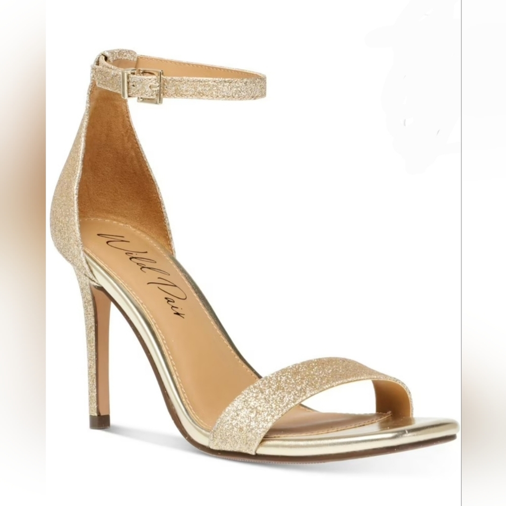 Wild Pair Womens Bethie 2 Glitter Metallic Heel Sandals NWT SIZE 12